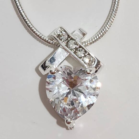 Cross My Heart Infinity Silver Heart Necklace Made with‎ Swarovski Crystals - Picture 2 of 12